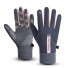 Dámské protiskluzové zateplené rukavice Vodotěsné rukavice pro ženy Rukavice s podporou dotyku na diplej Dámské rukavice proti větru a chladu šedá