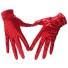 Dámske rukavice s flitrami červená
