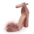 Dámske sandále s umelou kožušinou J2396 ružová