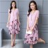 Dámské šaty s vrstvenou sukní růžová
