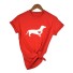 Dámské tričko s potiskem jezevčíka červená