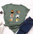 Dámske tričko s potlačou sushi a mačiek armádny zelená