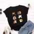 Dámske tričko s potlačou sushi a mačiek čierna