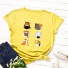 Dámske tričko s potlačou sushi a mačiek žltá