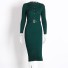 Dámske úpletové šaty s dlhým rukávom tmavo zelená