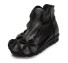 Dámske zimné kožené topánky s kvetinou J2434 čierna