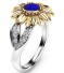 Damski kryształowy pierścionek w kształcie kwiatka J3200 ciemnoniebieski