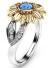 Damski kryształowy pierścionek w kształcie kwiatka J3200 jasnoniebieski
