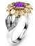 Damski kryształowy pierścionek w kształcie kwiatka J3200 purpurowy