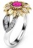 Damski kryształowy pierścionek w kształcie kwiatka J3200 różowy