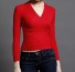 Damski sweter z dekoltem w szpic czerwony
