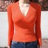 Damski sweter z dekoltem w szpic pomarańczowy