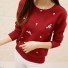 Damski sweter z kwiatami czerwony
