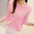 Damski sweter z kwiatami różowy