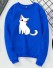 Damski sweter z nadrukiem z kotami niebieski