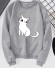 Damski sweter z nadrukiem z kotami szary