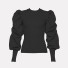 Damski sweter z plisowanymi rękawami czarny