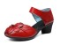 Damskie skórzane buty z kwiatkiem czerwony