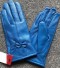 Damskie skórzane rękawiczki z kokardą niebieski