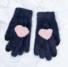 Damskie zimowe rękawiczki z sercem ciemnoniebieski