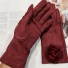 Damskie zimowe zamszowe rękawiczki ciemnoczerwony