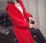 Dámský chlupatý cardigan s kapucí červená
