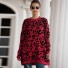 Dámsky dlhý sveter s leopardím vzorom červená