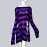 Dámský dlouhý pruhovaný svetr s trháním fialová