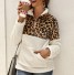 Dámsky huňatý sveter s leopardím vzorom biela