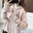 Dámský huňatý svetr s kapucí růžová