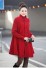 Dámsky kabát s pletenými rukávmi J1827 červená