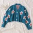 Dámsky krátky sveter s kvetinami modrá