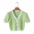 Dámský krátký svetr s knoflíky A2031 zelená