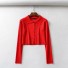 Dámský krátký svetr s límečkem červená