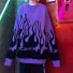 Dámsky oversize sveter s motívom plameňov fialová