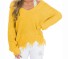 Dámsky pletený sveter s trhaním žltá