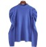 Dámsky sveter s naberanými rukávmi modrá
