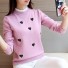 Dámsky sveter so srdiečkami G343 ružová