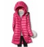 Dámský zimní kabát se sundavací kapucí růžová