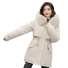 Dámsky zimný kabát s chlpatou kapucňou biela