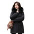 Dámsky zimný kabát s chlpatou kapucňou čierna
