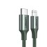 Dátový kábel pre Apple Lightning na USB-C armádny zelená