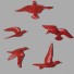 Dekorativní holubice na stěnu 5 ks červená