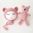 Dětská čepice a medvídek set 2 ks růžová