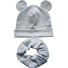 Dětská čepice s ušima a nákrčník set 2 ks šedá