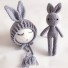 Dětská pletená čepice a králík set 2 ks šedá