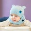 Dětská pletená čepice s ušima + nákrčník J2460 modrá