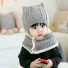 Detská pletená čiapka a nákrčník s uškami sivá
