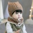 Detská pletená čiapka a nákrčník s uškami svetlo hnedá
