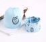 Detská zimná čiapka a nákrčník s potlačou sovy J861 svetlo modrá